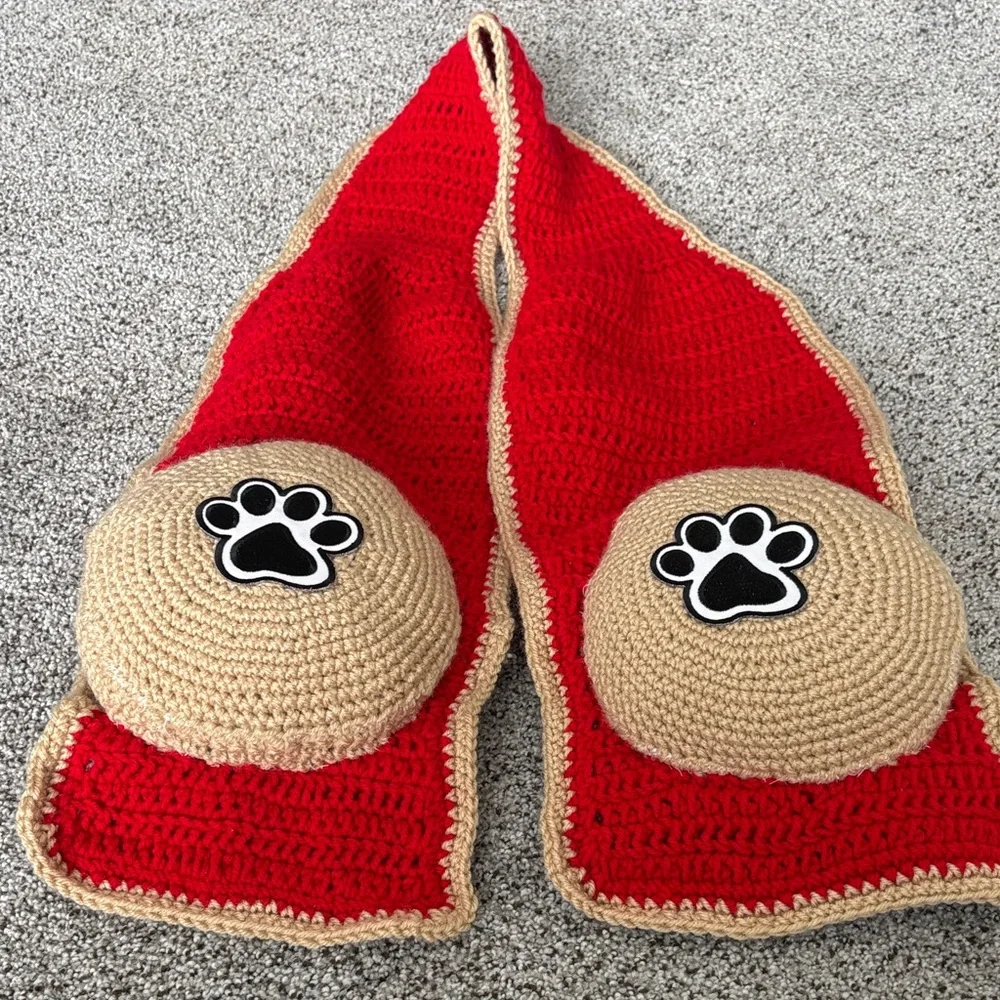 Red and Tan Paw Print Kids Scarf